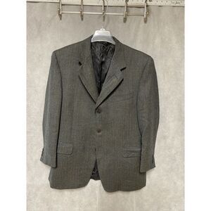 Canali Blazer‎ Men 42R Blue Brown Herringbone Italy 3 B Flannel Wool Coat Luxury